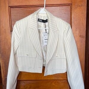 NWT Zara Women's Cream Striped Jacket